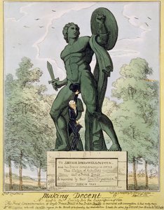 Rendre décent, caricature montrant William Wilberforce couvrant la statue d